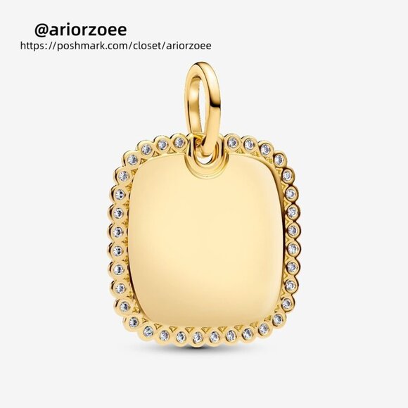 Pandora Engravable Square Tag Pendant - Picture 1 of 2